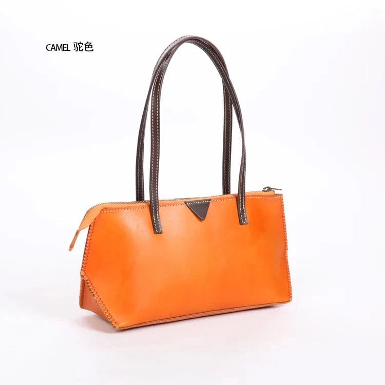 Wholesale Leather Business Women's Shoulder Bag Genuine Cowhide Leather Retro Zipper Women's Shoulder Bag Underarm Bag