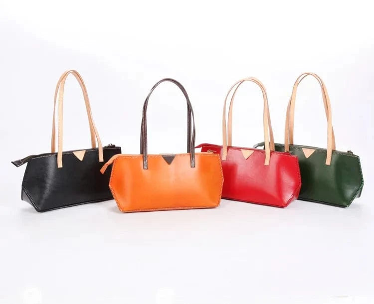 Wholesale Leather Business Women's Shoulder Bag Genuine Cowhide Leather Retro Zipper Women's Shoulder Bag Underarm Bag