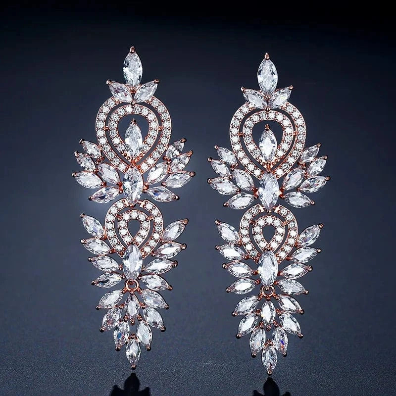 Wholesale long atmospheric European and American fashion court earrings Baroque full diamond earrings