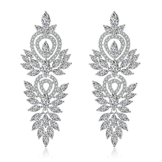 Wholesale long atmospheric European and American fashion court earrings Baroque full diamond earrings
