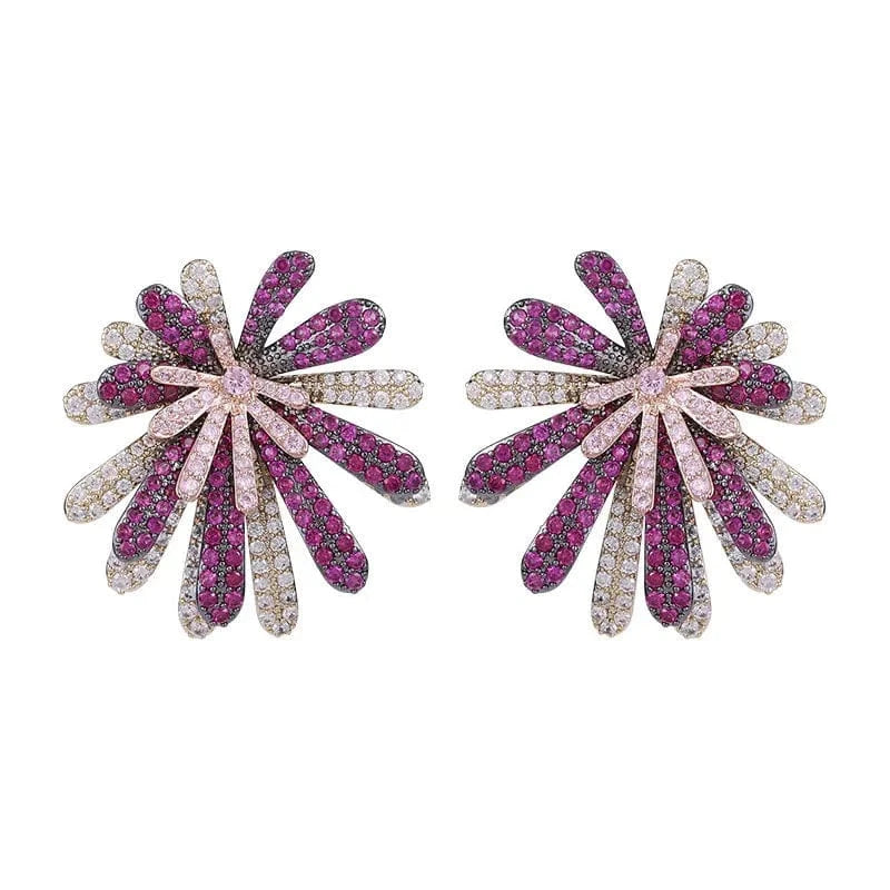 Wholesale Luxury Statement Fireworks Earrings for Women Engagement Party S925 Silver Needle Zircon Micro Paved Fashion Jewelry