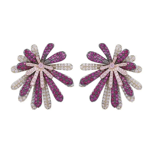 Wholesale Luxury Statement Fireworks Earrings for Women Engagement Party S925 Silver Needle Zircon Micro Paved Fashion Jewelry