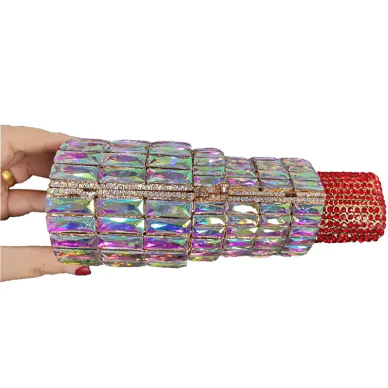 Wholesale New Arrival Lipstick Rhinestone Bag Crystal Clutch Evening Handbags Luxury Wedding Diamond Clutch Bags Lipstick Purse