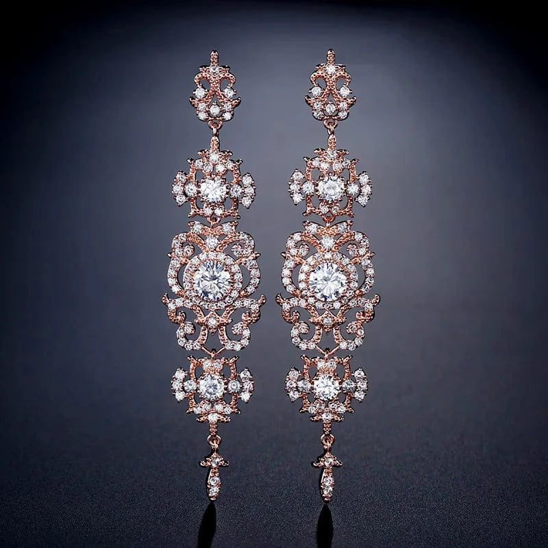 Wholesale new European and American luxury palace baroque dress earrings full of diamonds wedding long earrings women