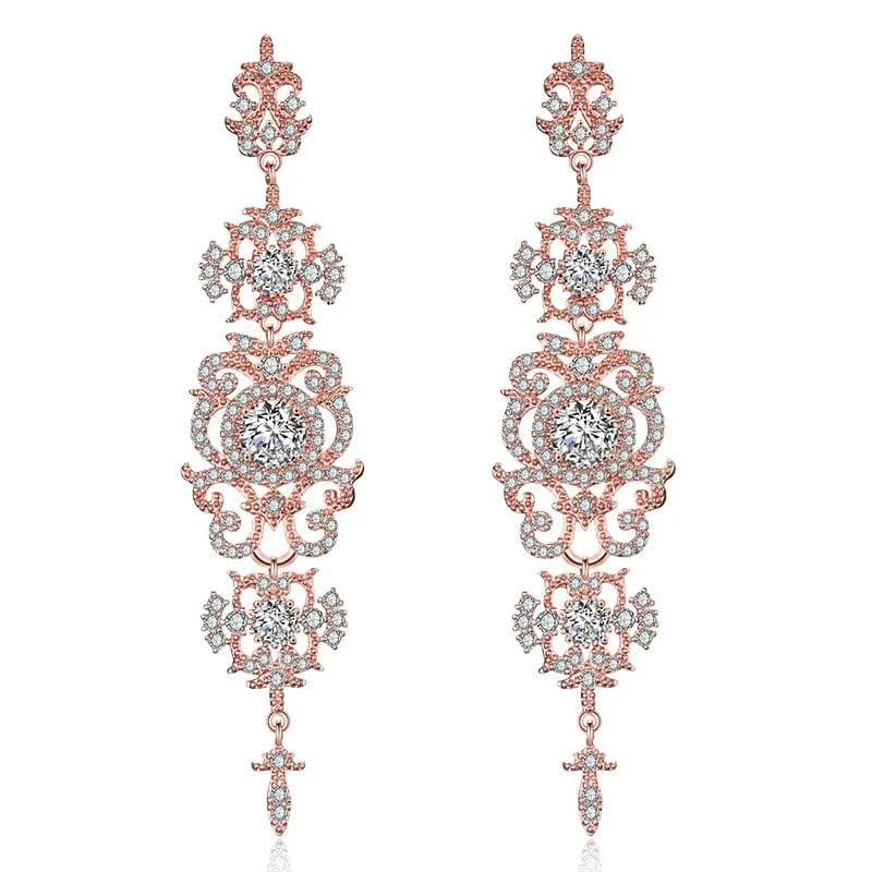 Wholesale new European and American luxury palace baroque dress earrings full of diamonds wedding long earrings women