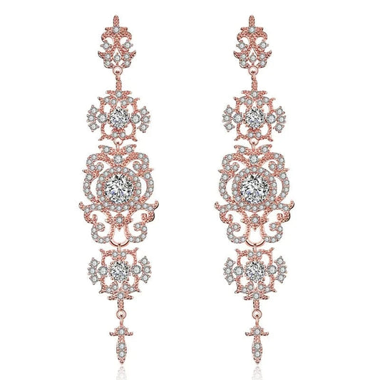 Wholesale new European and American luxury palace baroque dress earrings full of diamonds wedding long earrings women