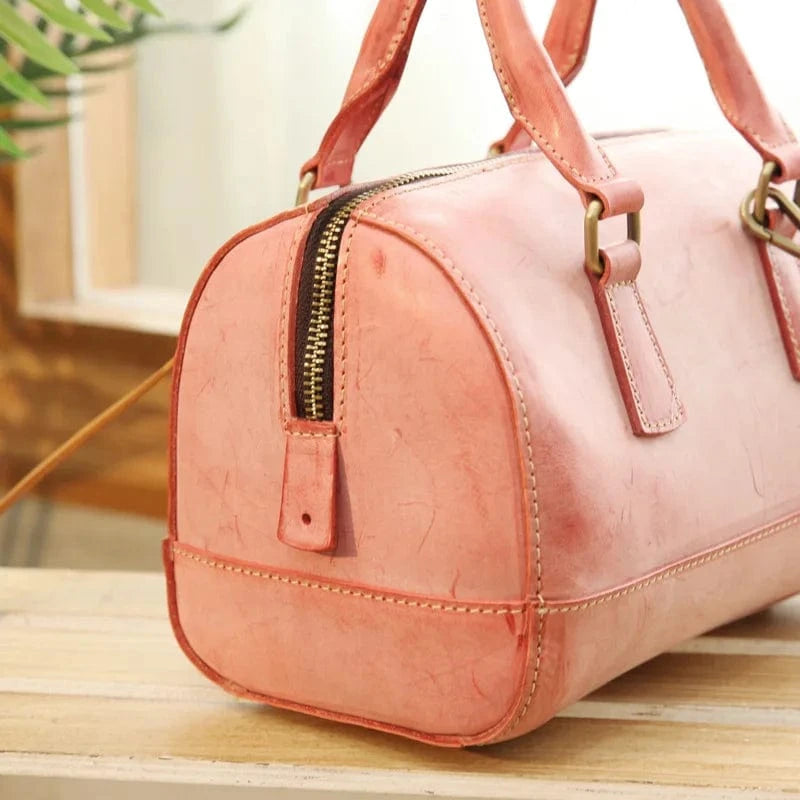 Wholesale New Hand-Made Vegetable Tanned Leather Large Capacity Handbag Genuine  Leather Vintage Sweet Style Handbag For Women