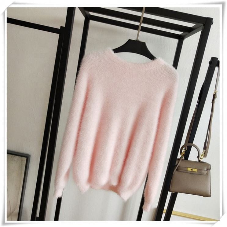 Wholesale Pink Lady Slim Fit Simulation Mink Cashmere Sweater