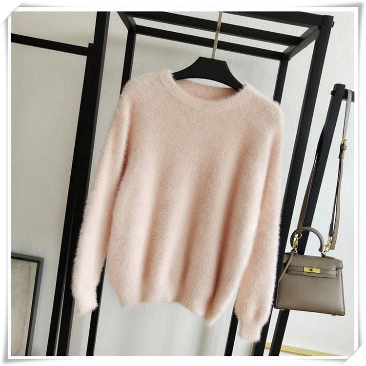Wholesale Pink Lady Slim Fit Simulation Mink Cashmere Sweater