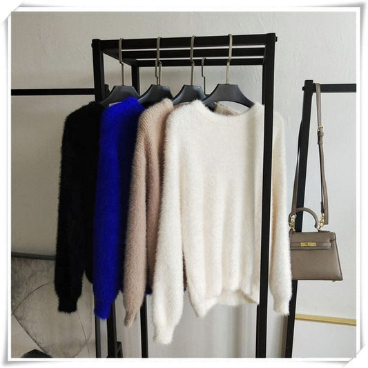 Wholesale Pink Lady Slim Fit Simulation Mink Cashmere Sweater