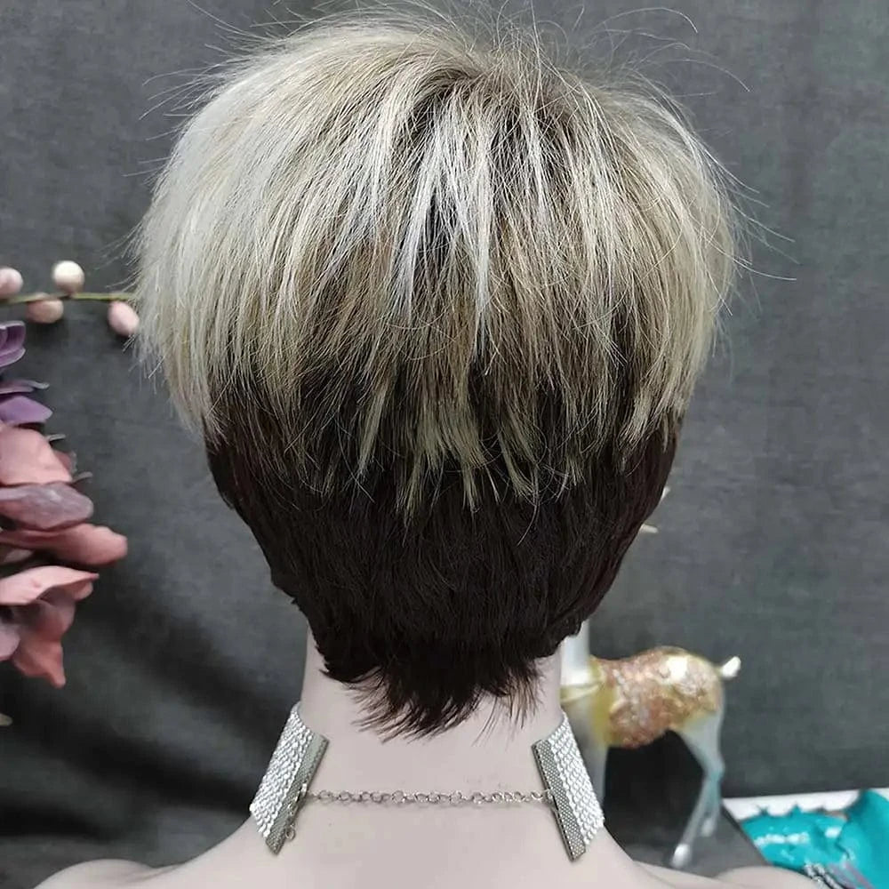 Wholesale Pixie Wigs Popular Synthetic Ash Blond Color Short Synthetic Hair Supplier Synthetic Wigs
