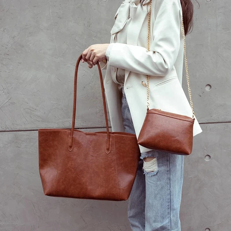 wholesale price tote bag purse handbag faux leather tote bag brown color big working class handbags