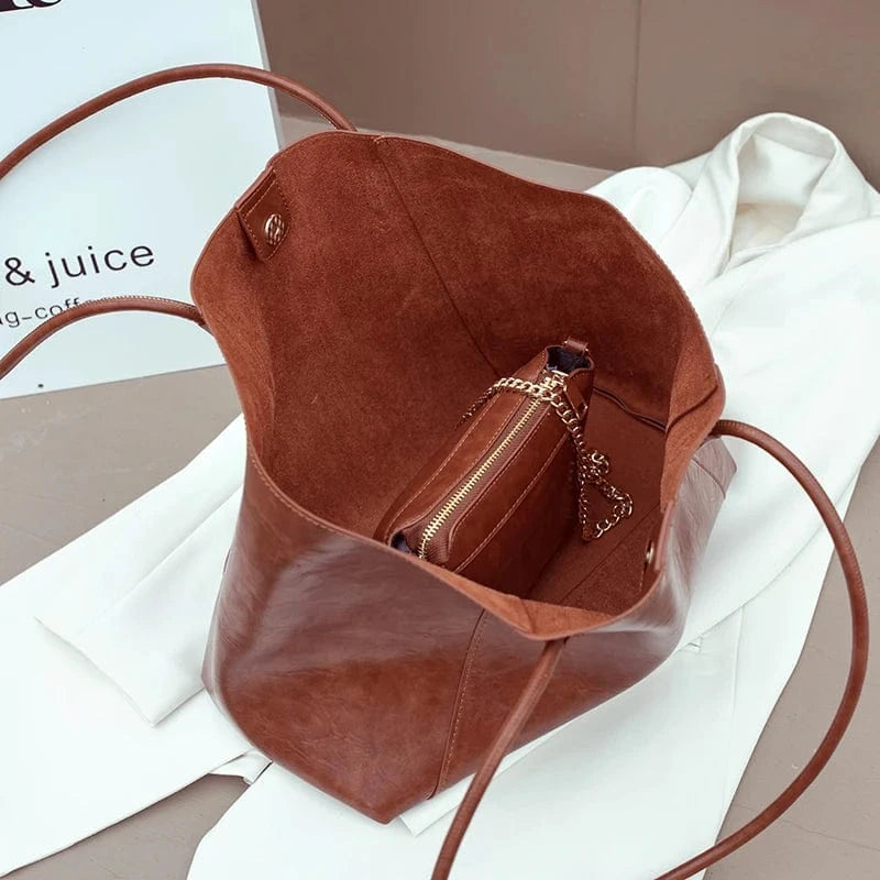 wholesale price tote bag purse handbag faux leather tote bag brown color big working class handbags