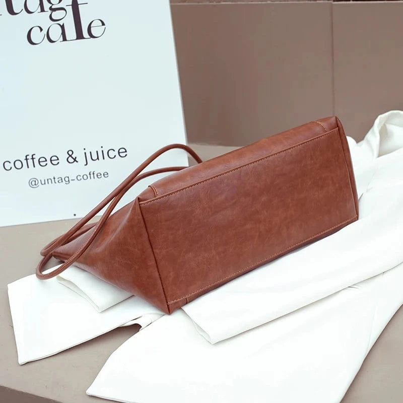 wholesale price tote bag purse handbag faux leather tote bag brown color big working class handbags