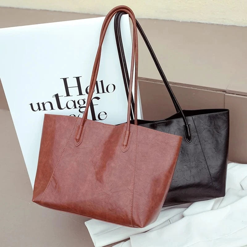 wholesale price tote bag purse handbag faux leather tote bag brown color big working class handbags