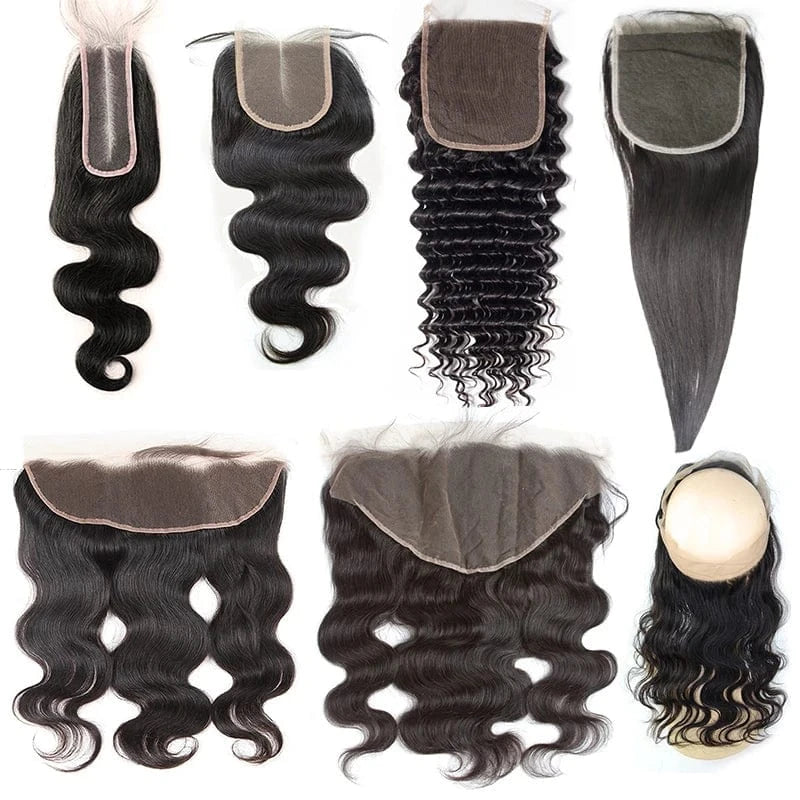 Wholesale Raw Indian Hair 5x5 Lace Closure Human Hair Closure Deep Wave Closure