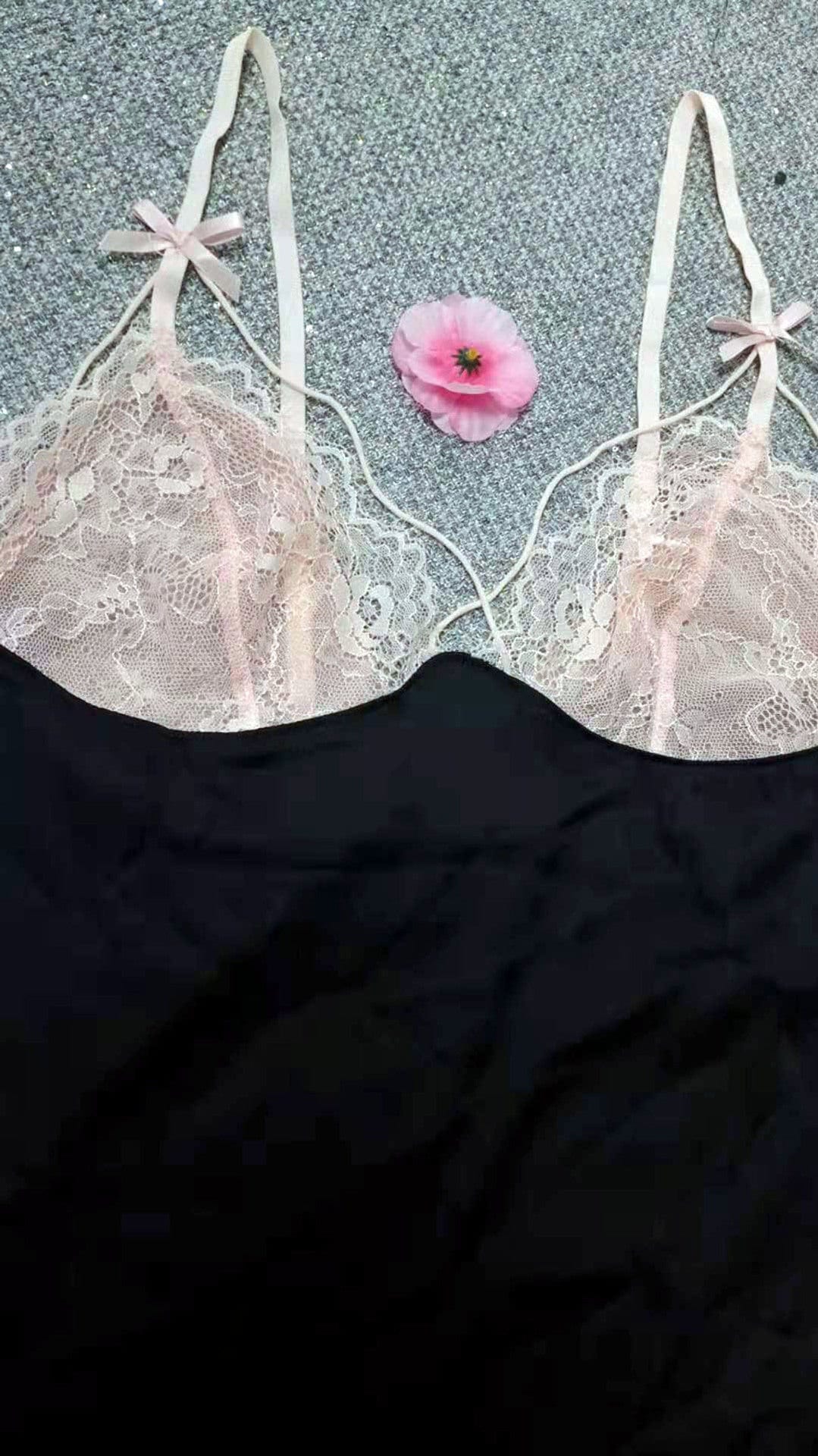 Wholesale satin patchwork elegant lace V-neck sleeveless designers sexy pajamas sets for women