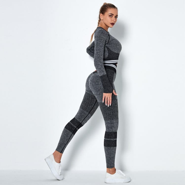 Wholesale Seamless Comfortable Breathable Fitness Long sleeve Yoga Set Women Tight Elastic Yoga Track Suit
