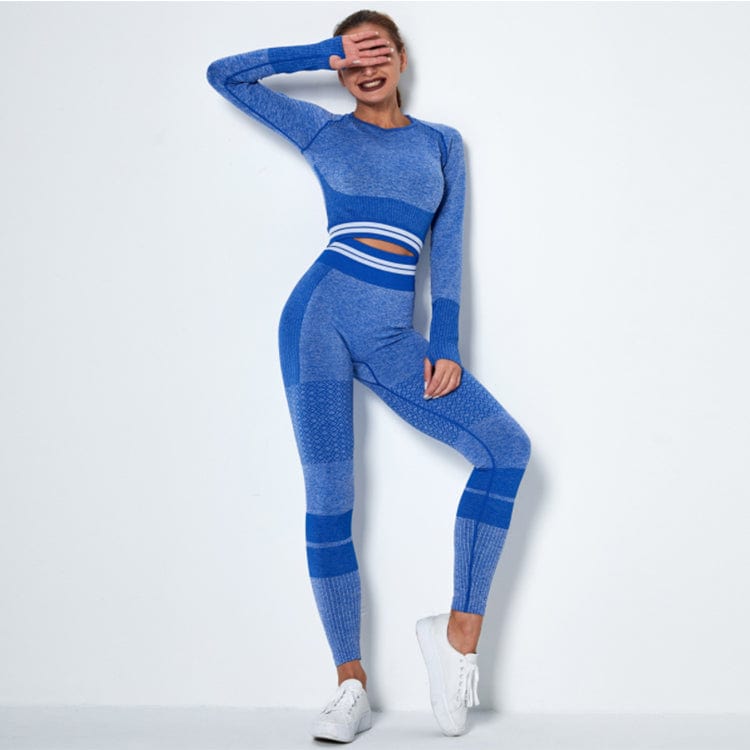 Wholesale Seamless Comfortable Breathable Fitness Long sleeve Yoga Set Women Tight Elastic Yoga Track Suit
