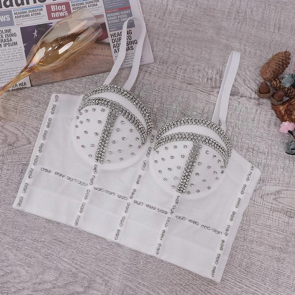 Wholesale Sexy Ladies Back Snap Sling corsets tops Drill chain Sling corsets tops for women