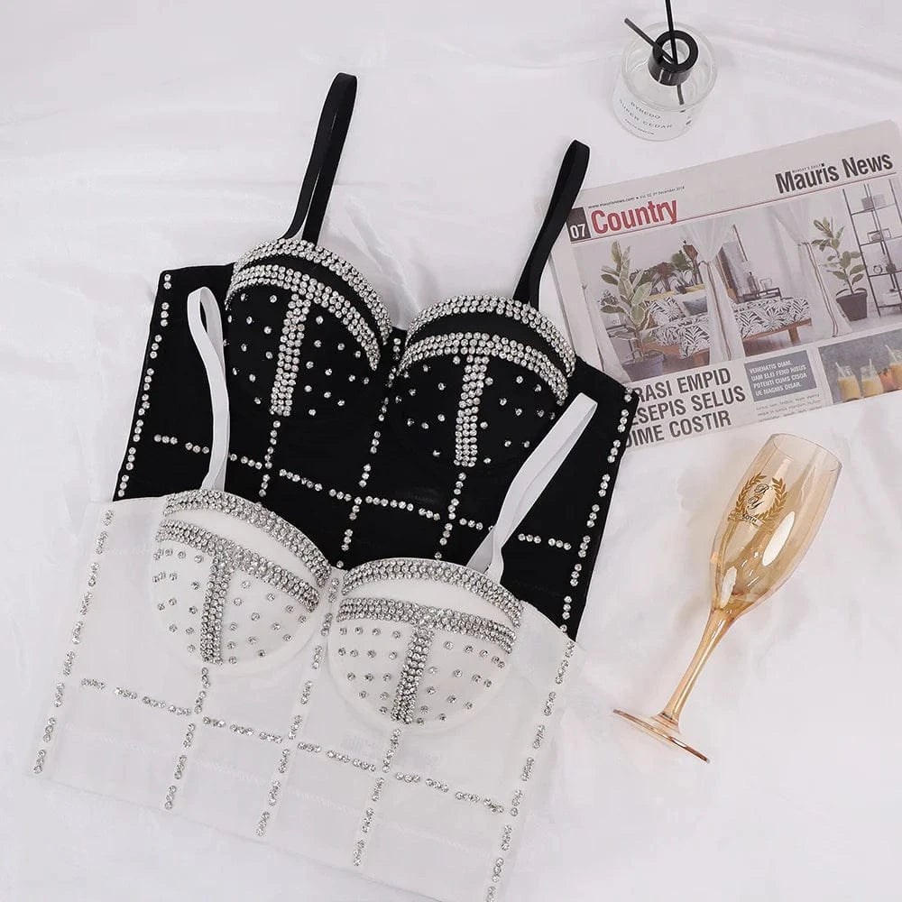 Wholesale Sexy Ladies Back Snap Sling corsets tops Drill chain Sling corsets tops for women