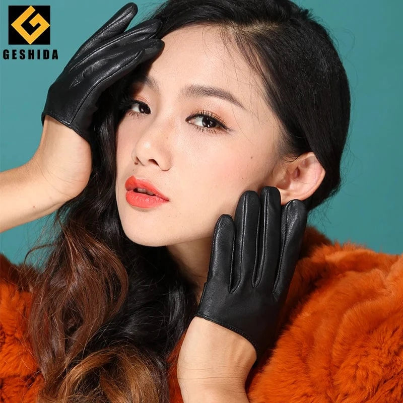 Wholesale sheepskin leather party dress texting women sex gloves