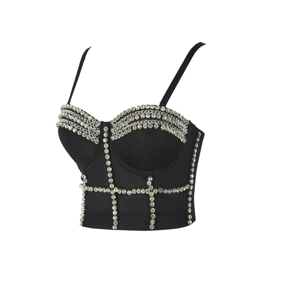 Wholesale sliver sexy white rhinestone beaded bustier women, tank top transparent fat women sexy corset bustier