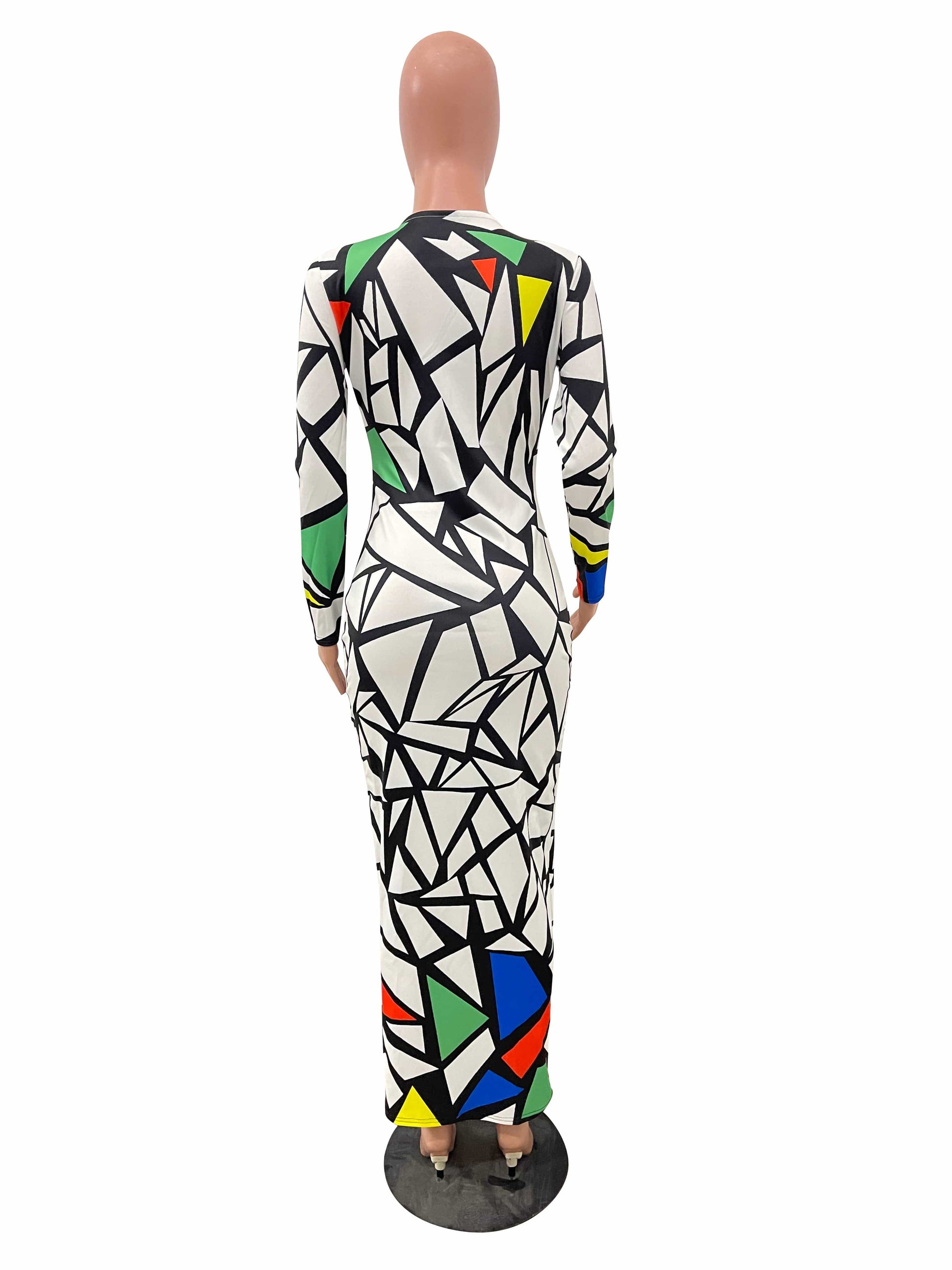Wholesale Spring Summer Long Fashion Casual Round Neck Long Sleeve Position Print Maxi Dress