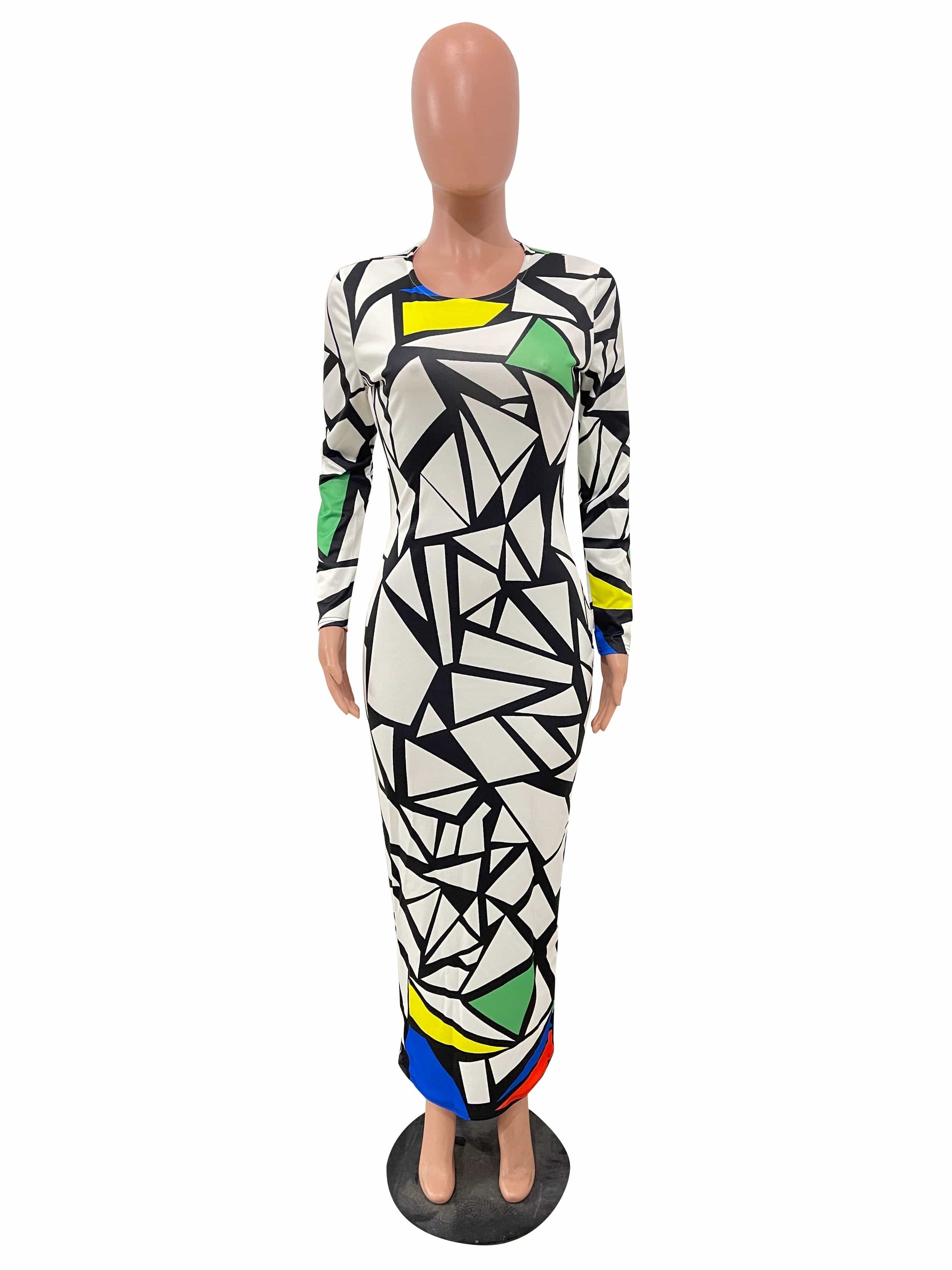 Wholesale Spring Summer Long Fashion Casual Round Neck Long Sleeve Position Print Maxi Dress