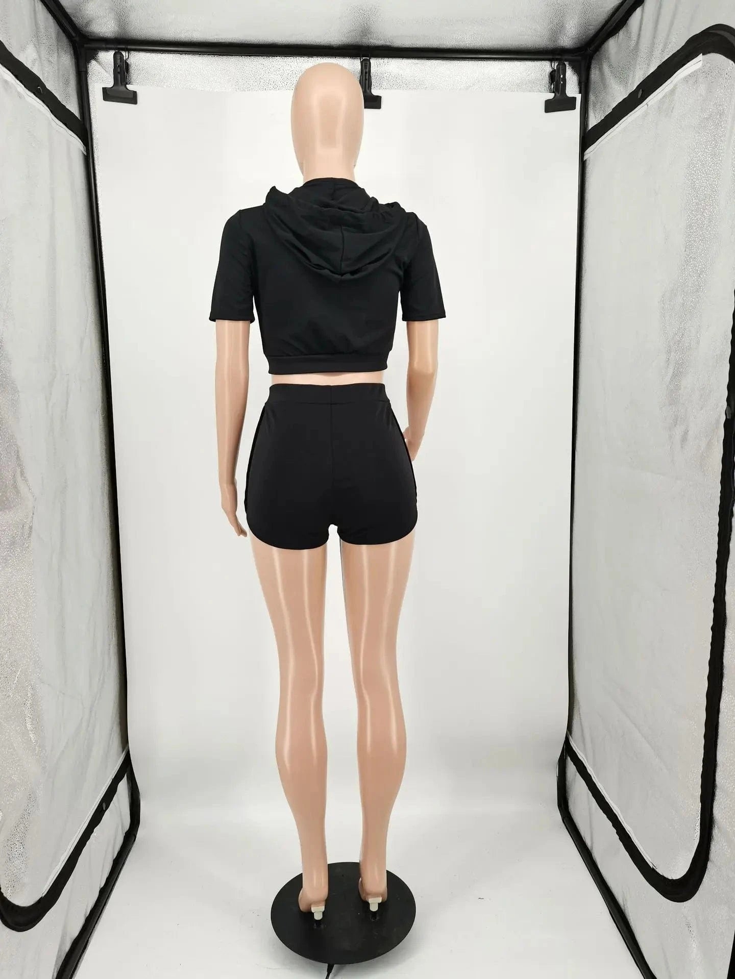 Wholesale Summer Women's Full Zip Up Hoodies Crop Top Sexy Sweat Booty Shorts Two Piece Short Set Women Clothing Tracksuit
