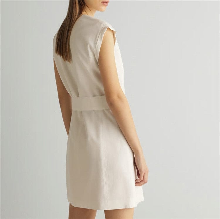 Wholesale Super Beautiful Ladies High Quality White Linen Cotton Midi Dress