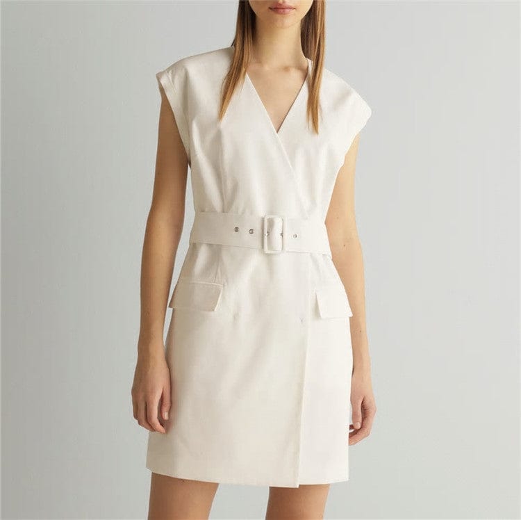 Wholesale Super Beautiful Ladies High Quality White Linen Cotton Midi Dress