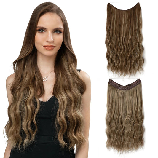 Wholesale Suppliers Synthetic Fiber Invisible Wire White Seamless Ombre Private Label Hair Extensions Pieces for White Woman