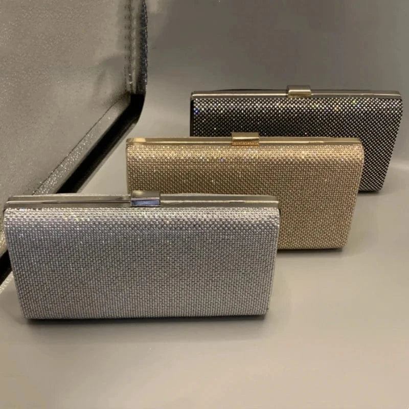 wholesale unique fashion ladies clutch evening bag luxury sequin silver diamond clutch purse