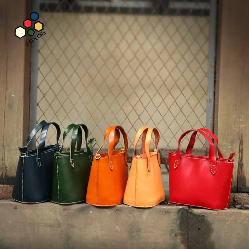 Wholesale Vintage Women's Bucket Bag Customized Genuine Leather Ladies Handbags Fashion Trend Nice Design Bucket Bags For Women