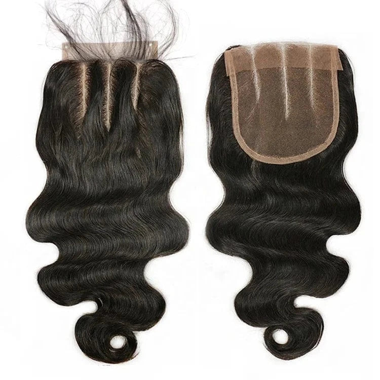 Wholesale virgin brazilian hair lace closure, cheap 3 way part hair closure, black silk base closure with baby hair