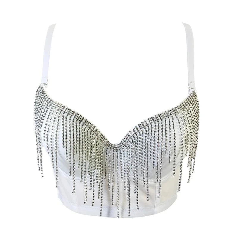 Wholesale web celebrity hot selling customized bright diamond punk style underwear women sexy corset top bustier