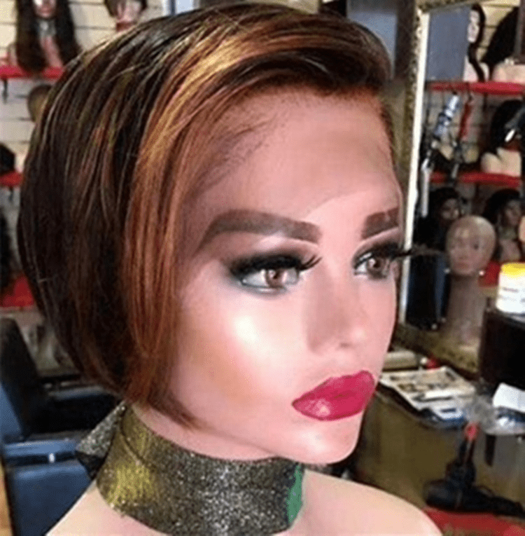 Wholesale Wig Supplier Ombre Burgundy Color Pixie Curly Cut Bob Virgin Cuticle Aligned Human Hair Transparent HD Lace Front Wigs