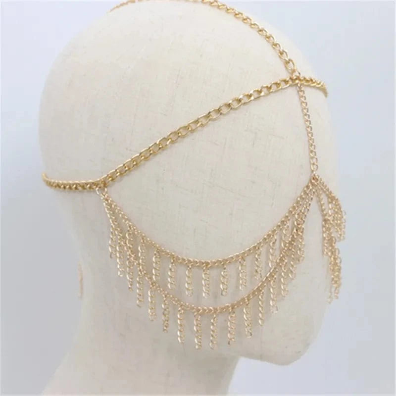 Wholesale Women Eye Mask Half Face Cover Aluminum Chain Tassel Halloween Head Wear Jewelry Headdress Hair Accessories