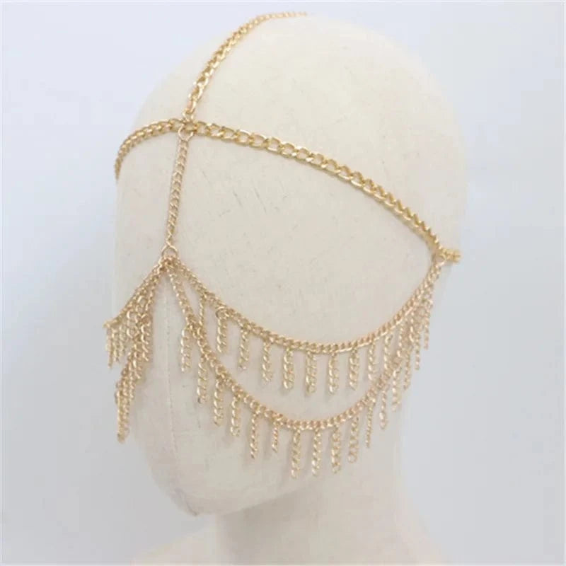 Wholesale Women Eye Mask Half Face Cover Aluminum Chain Tassel Halloween Head Wear Jewelry Headdress Hair Accessories