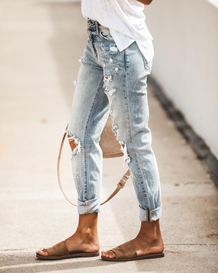 Wholesale Women High Waist Celana Jeans Pant Skinny Destroyed Ripped Pantalon Jeans Femme De Mujer