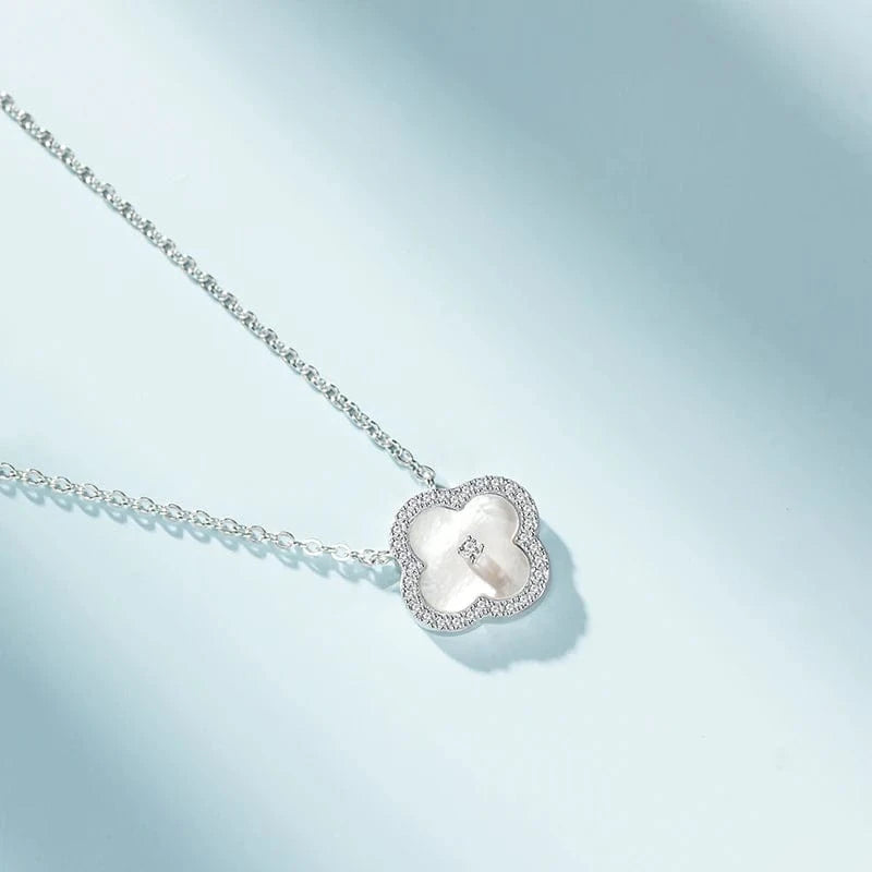 Wholesale Women jewellery 925 Sterling Silver Four-Leaf Clover Pink Mother of Pearl Pendant S925 Necklace Jewelry