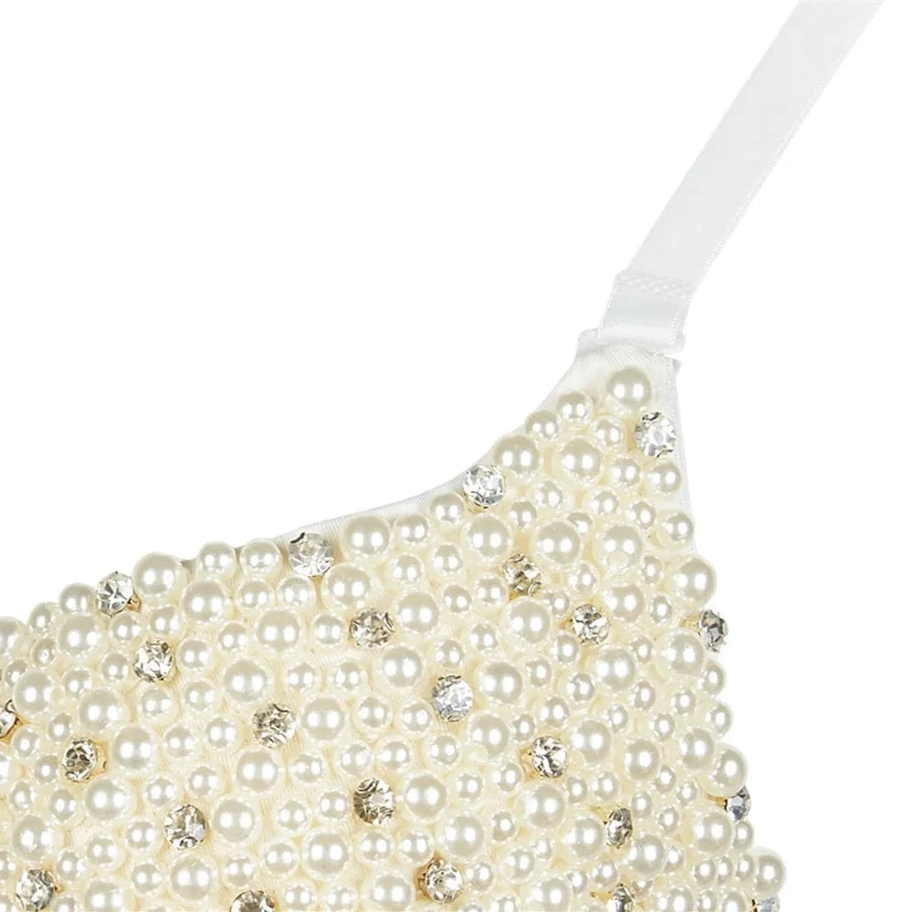 Wholesale women's Sexy bead bra Sparkly Pearls bra S M L XL XXL bead Sexy bra for women