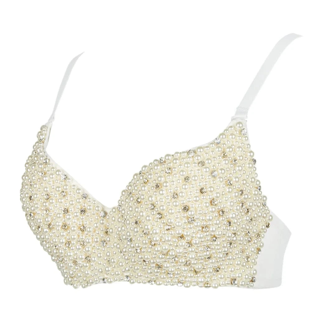 Wholesale women's Sexy bead bra Sparkly Pearls bra S M L XL XXL bead Sexy bra for women