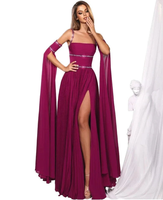Wholesale Women's Sexy Slim Evening Party Dress Bespoke Plus Size Purple Chiffon Prom Cocktail Gowns