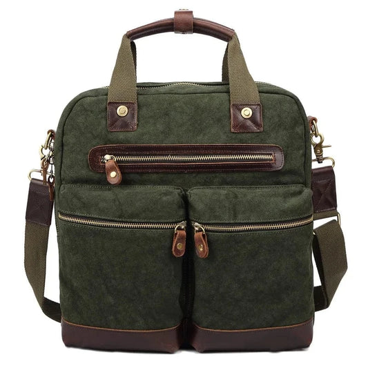 Wholesale Work Satchel Messenger Bag Wax Canvas 14 Inch Laptop Commuting Shoulder Bag Water Resistant Briefcase