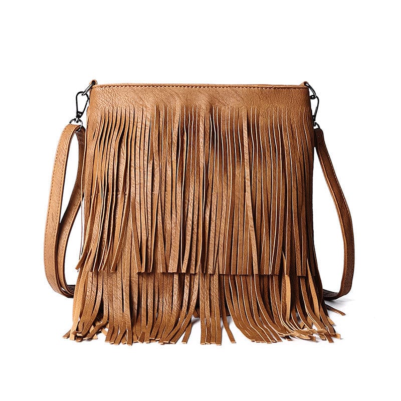 Wholesale Zipper Vintage Women Fringe Tassel Crossbody Bag Faux Vegan PU Leather Shoulder tassel bag