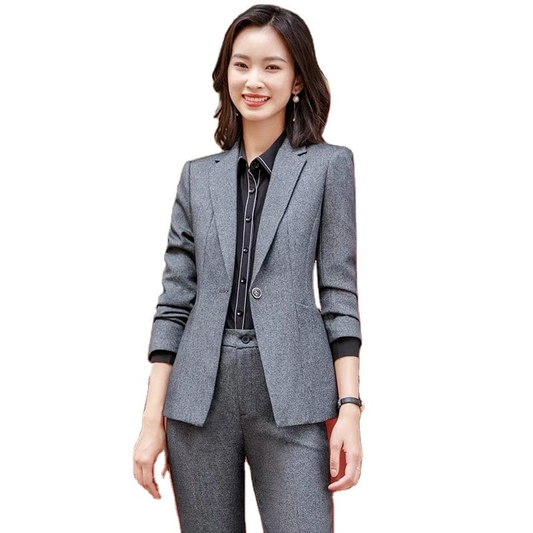 Wholesaler 2 Pieces Big Pocket Single Button OEM Formal Pant Suit for Women Work Wear Office Lady Uniform Style Business Set
