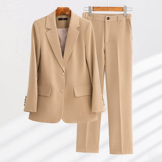Wholesaler 2 Pieces Suit Set Formal Pant Suit Uniform Designs for Women Business Office Lady Fashion Blazer Work Wear Suits