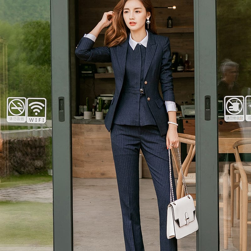 Wholesaler 3 Pieces Set High-quality Soft and Comfortable Vest Pant Suit Office Lady Formal Business Two Buttons Women Work wear